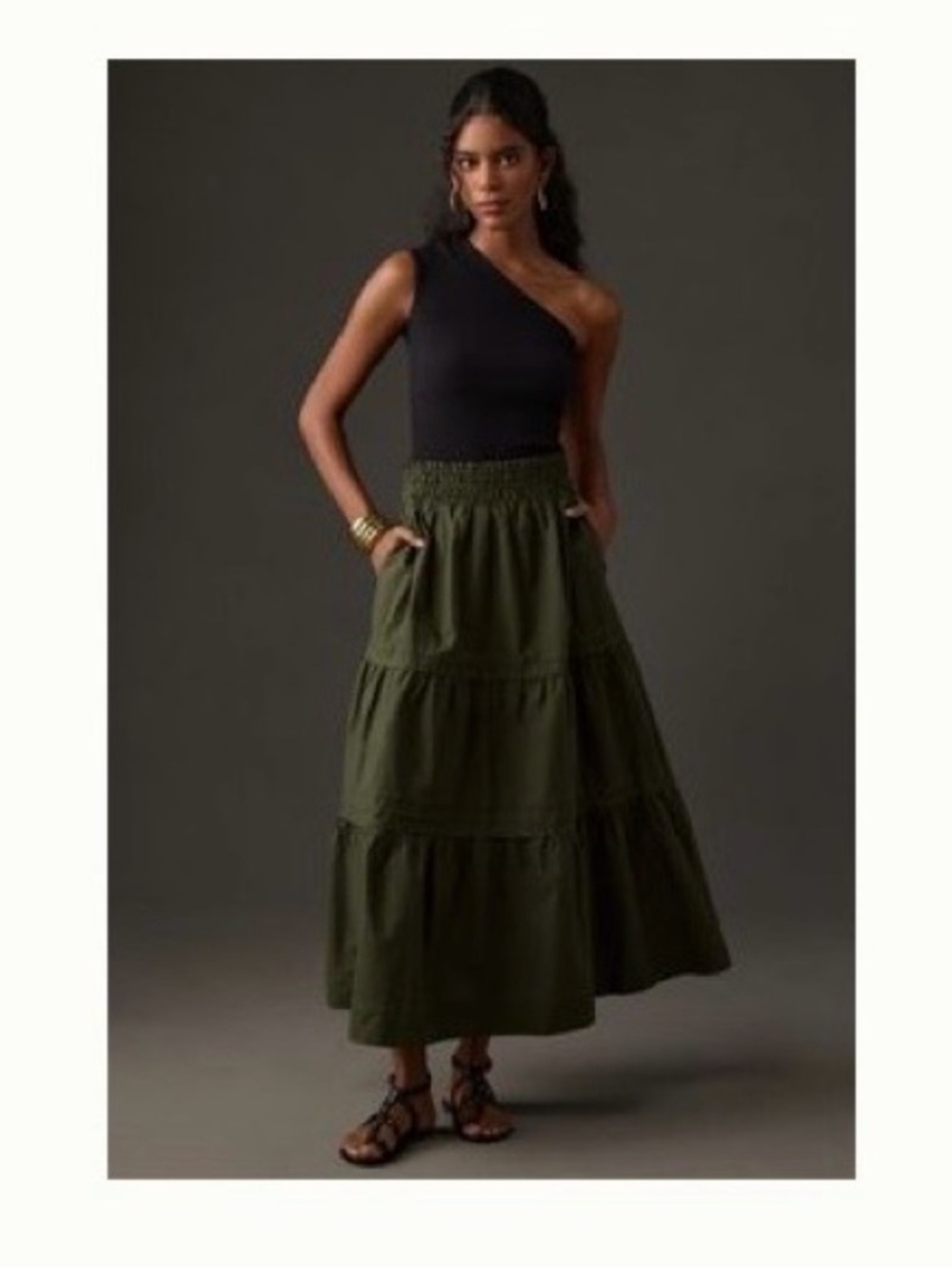 NWT! Anthropologie Somerset Maxi Skirt in Moss Green size Small